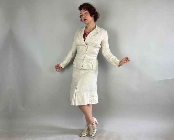 1930s Derby Day Suit | Vintage 30s White Summer L… - image 6