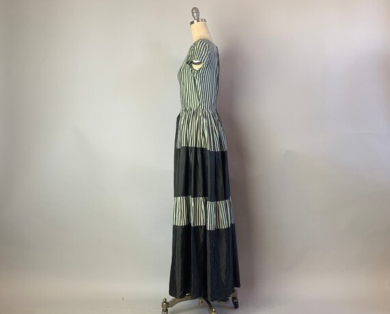 1930s Striped Vaudeville Dress | 30s Grey & White… - image 7