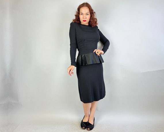 1940s Jet Black Bombshell Dress | Vintage 40s Ray… - image 5