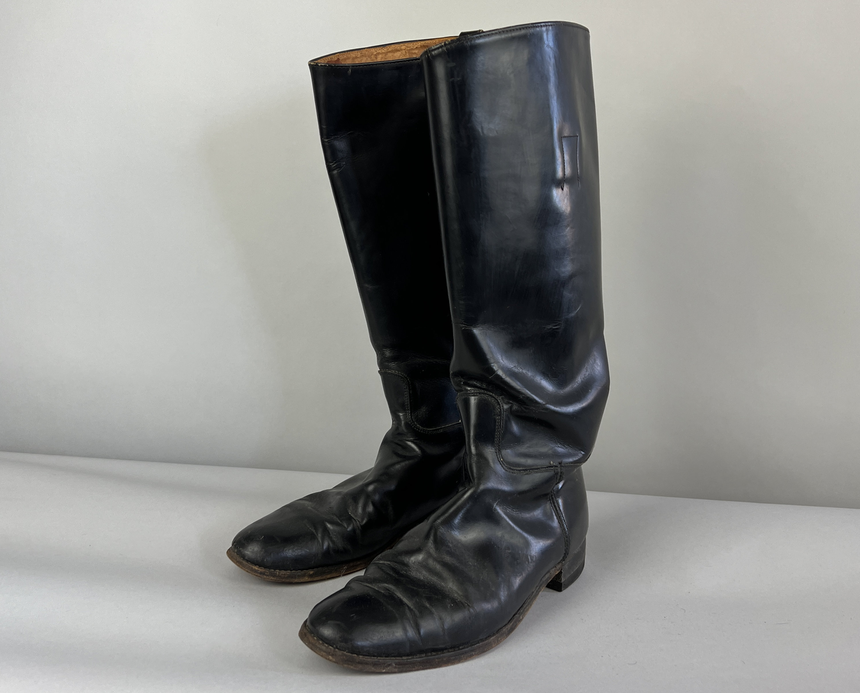 1940s Happy Trails Riding Boots Vintage 40s Black Leather Tall Knee