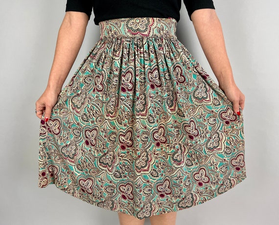 1930s Pretty in Paisley Skirt | Vintage 30s Blue … - image 3