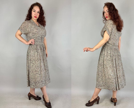 1940s Perfect Park Day Dress | Vintage 40s Brown … - image 4