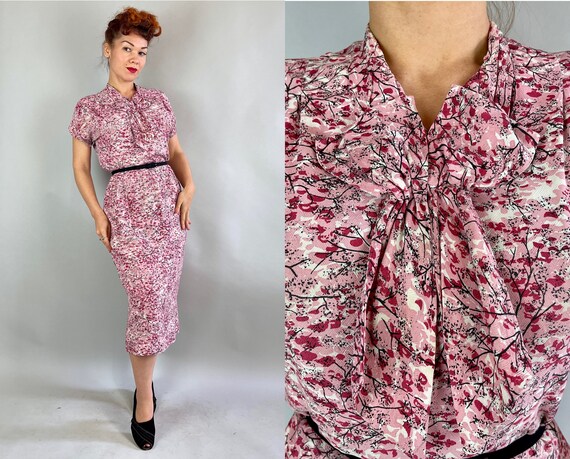 1940s Cheery Cherry Blossom Dress | Vintage 40s Pi