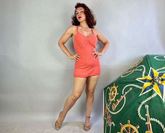 1930s Coral Caress Swimsuit | Vintage 30s Pinky O… - image 4