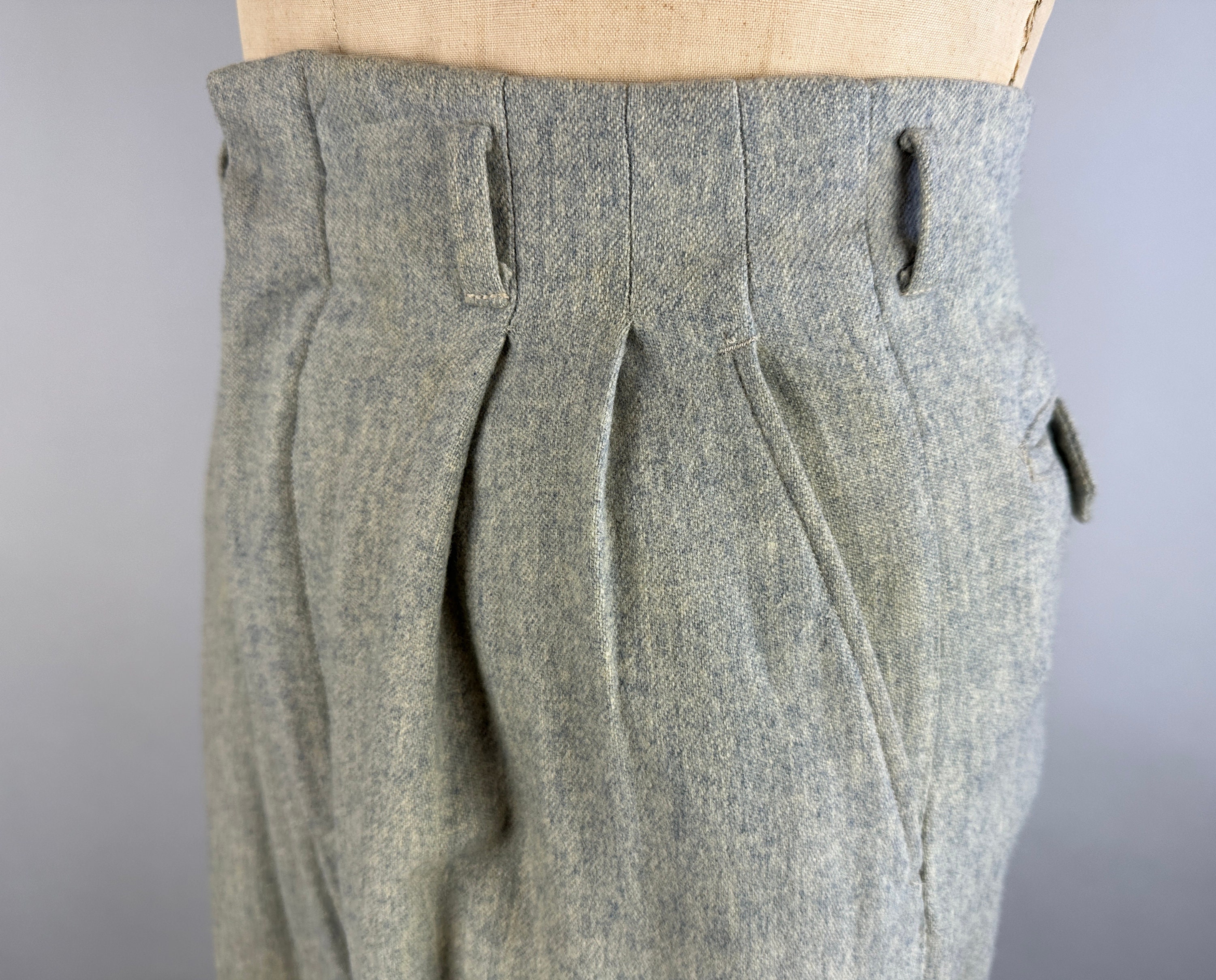 Grey Vintage Wool Hollywood Top Trousers — Last & Lapel