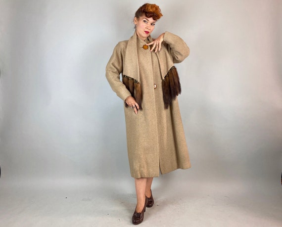 1930s Touch of Mink Coat | Vintage 30s Beige Bouc… - image 3