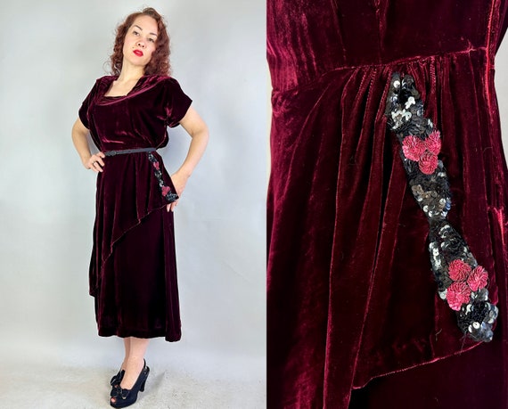 1940s Molly's Mulled Wine Dress | Vintage 40s Bur… - image 1