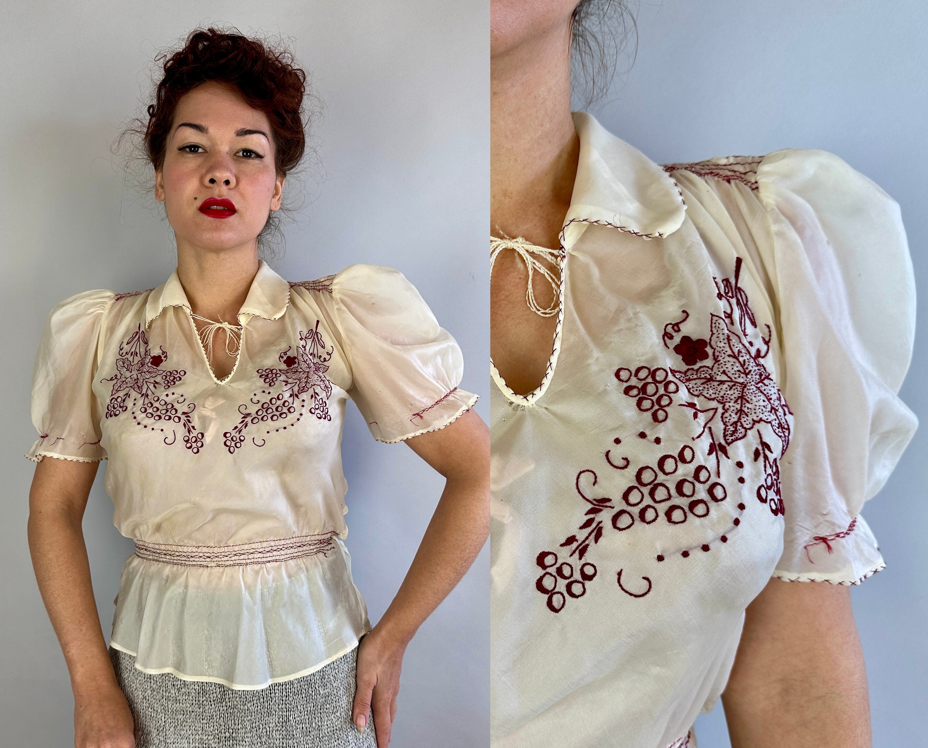 Vintage 40s Silk Blouse - Etsy Vintage 40s Silk Blouse - Etsy
