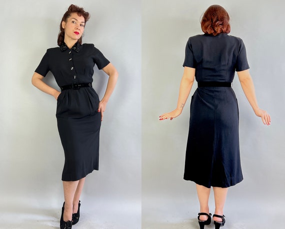 1940s Right Direction Dress | Vintage 40s Black R… - image 2