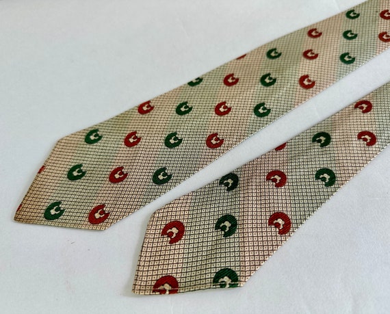 1930s Lucky Horseshoe Necktie | Vintage 30s Silve… - image 3