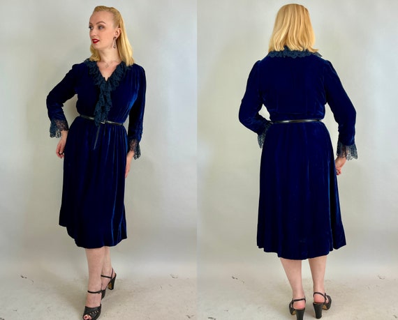 1930s Astonishing Azure Dress | Vintage 30s Deep … - image 2