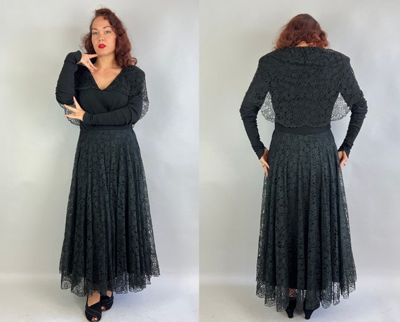 1940s Dark Romance Dress | Vintage 40s Black Rayo… - image 9