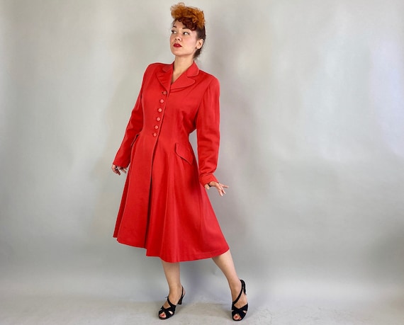 1940s Ravishing in Red Coat | Vintage 40s Candy A… - image 4