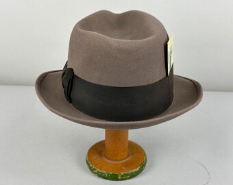 1950s Adam's Appealing Fedora | Vintage 50s Dove Grey Wool Felt