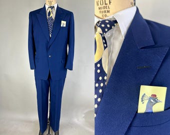 1950s Peake Style Pinstripe Suit | Vintage 50s Midnight Blue 1950s Peake Style Pinstripe Suit | Vintage 50s Midnight Blue