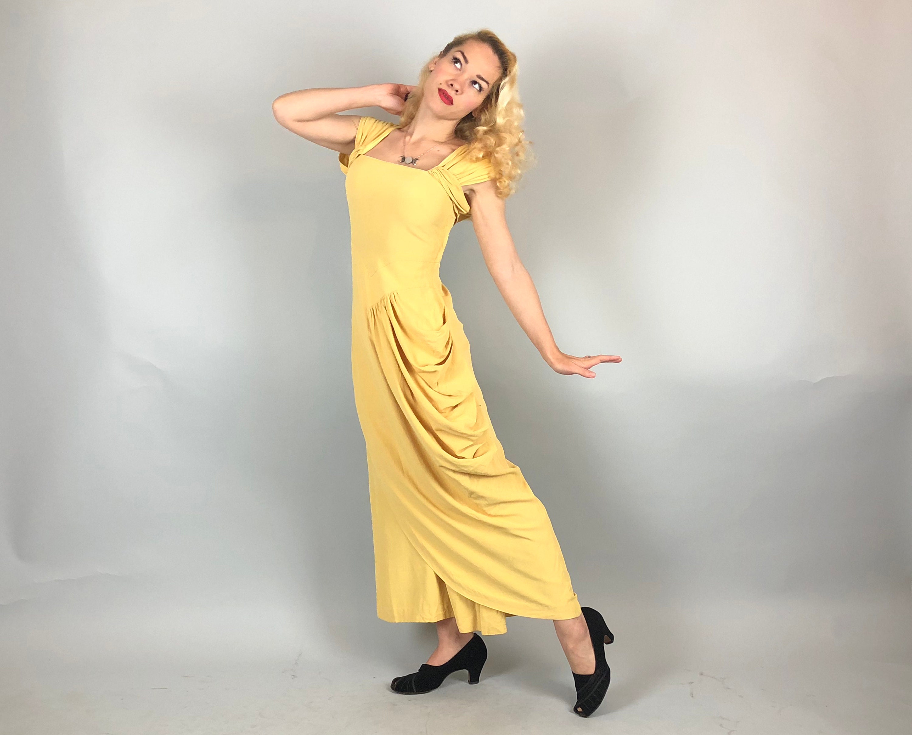 canary yellow evening gown