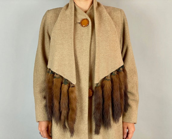 1930s Touch of Mink Coat | Vintage 30s Beige Bouc… - image 4