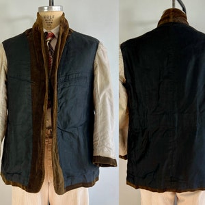 1930s Belted Back Jacket Vintage 30s Honey Caramel Corduroy Pleated Belt Back Blazer Sport Coat Size 44 Extra Large XL image 7
