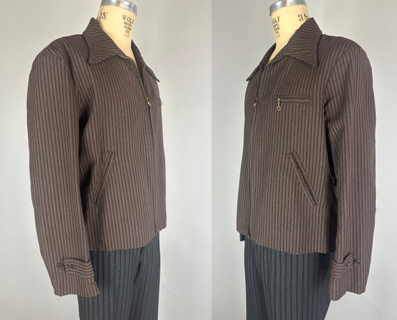 1940s Chic Stripes Cinch Jacket | Vintage 40s Bro… - image 3