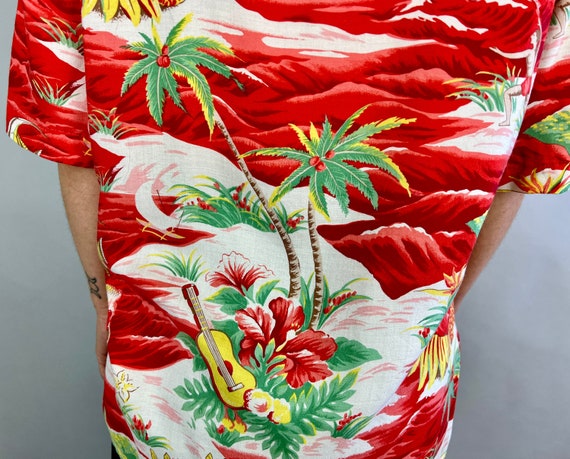 1950s Surfs up Shirt | Vintage 50s Hawaiian Button up Blouse
