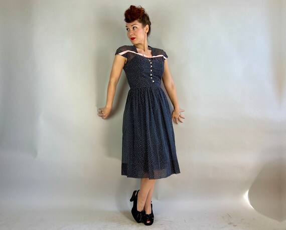 1940s Polka Dot Perfection Dress | Vintage 40s Na… - image 2