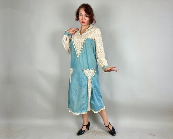 1920s Daytime Darling Frock | Vintage 20s Sky Blu… - image 5