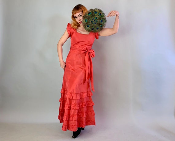 cadmium orange dress Buy 1930s Flirty Flamenco Francine Gown | Vintage 30s Cadmium Orange Silk  Taffeta Evening Dress With Ruffles and Extra Long Sash Belt | Small Online  in India