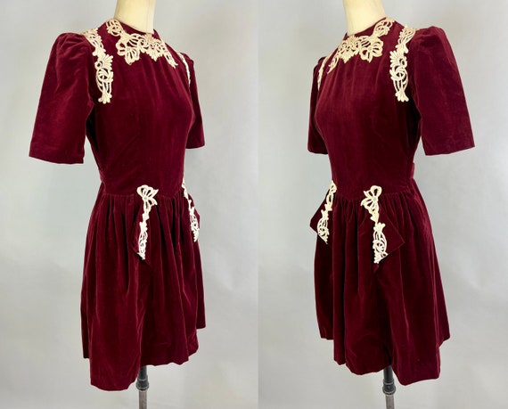 1930s Cutie in Cabernet Dress | Vintage 30s Ruby … - image 3
