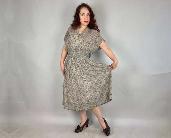 1940s Perfect Park Day Dress | Vintage 40s Brown … - image 2