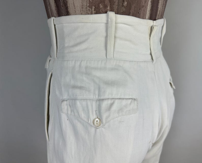 1930s Co-eds Coming Out Trousers | Vintage 30s White Cotton Twill 3 ...