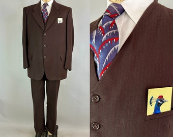 【美品】90s Vintage イギリス生地 オリーブ スリーピース スーツ SOLD】1930年代 ヴィンテージ スーツ 3ピース ダブル Montague