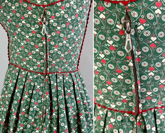1940s Darling Dirndl Dress | Vintage 40s Green Wh… - image 10