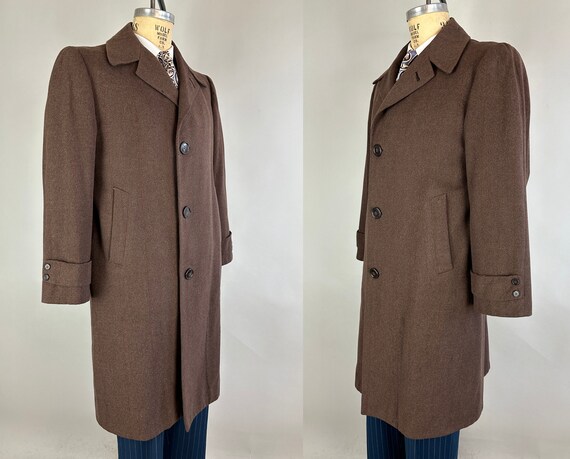 1940s Executive Overcoat | Vintage 40s Cedar Brown Wool With