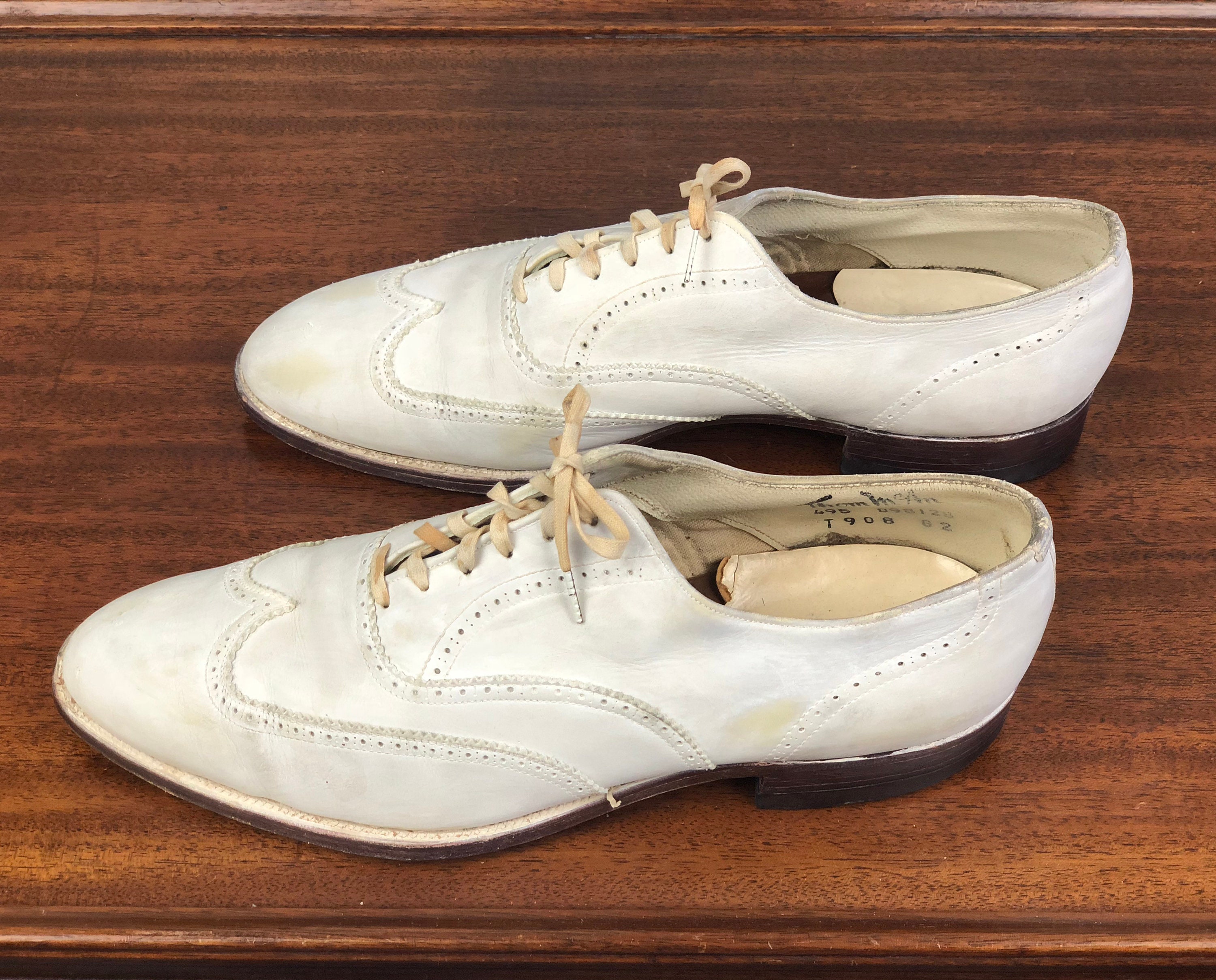 1930s Alabaster White Mens Shoes | Vintage 30s Leather Oxfords with ...