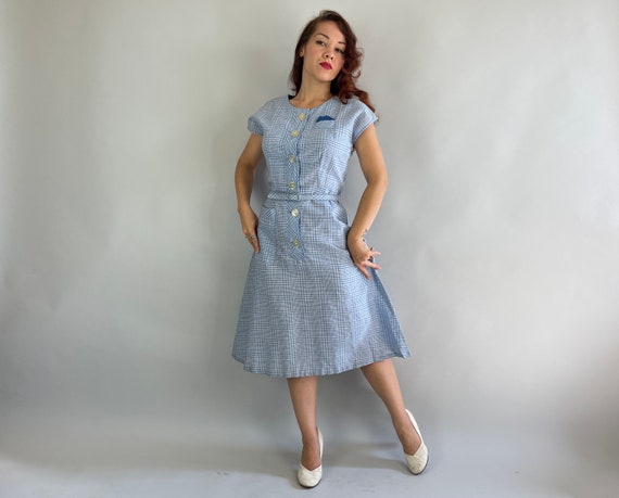 1950s Dandy Deadstock Dress | Vintage 50s Blue an… - image 3