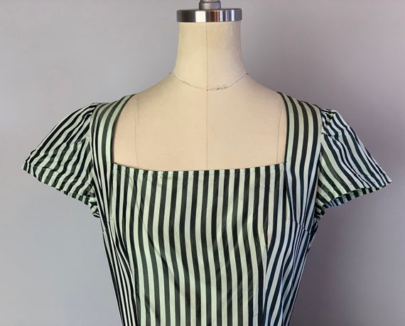 1930s Striped Vaudeville Dress | 30s Grey & White… - image 3