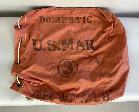 1940s U.S. Mail Bag | Vintage 40s Heavy Duty Rose Pink Waxed Canvas Domestic US Mail Duffle Carrying Travel Satchel Tote w/ Rope Closure