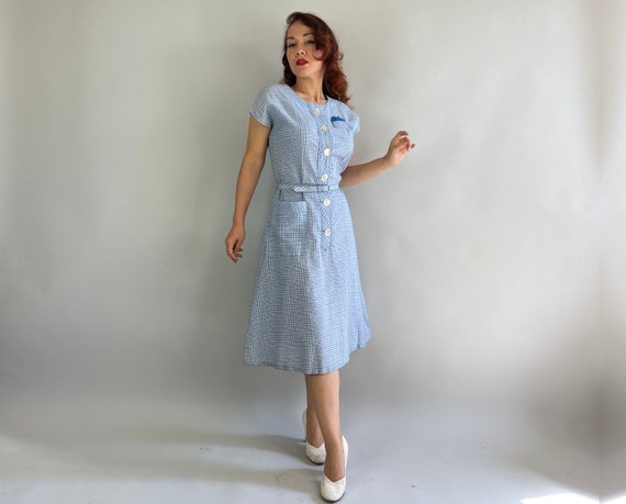 1950s Dandy Deadstock Dress | Vintage 50s Blue an… - image 2