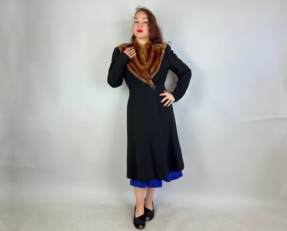 1940s Noir City Kitty Overcoat | Vintage 40s Blac… - image 2