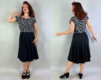 1940s Zoey's Zinnia Frock | Vintage 40s Black Rayon