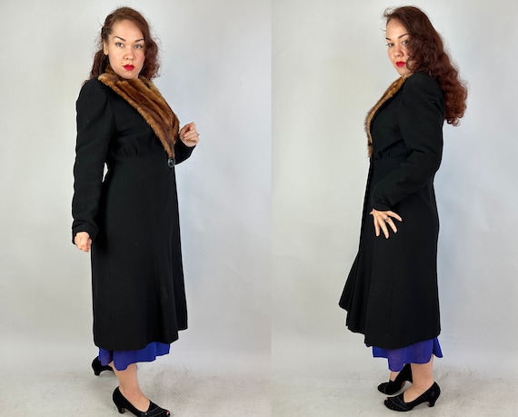 1940s Noir City Kitty Overcoat | Vintage 40s Blac… - image 8