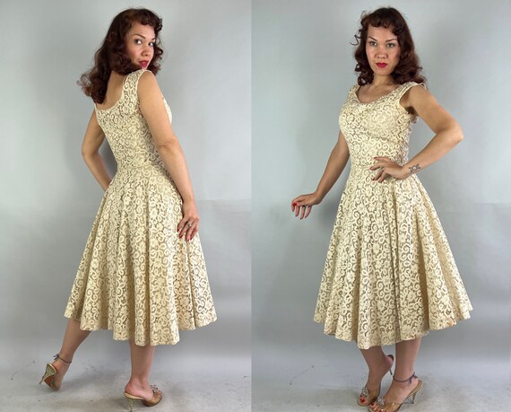 1950s Luscious Lacey Dress | Vintage 50s White La… - image 8