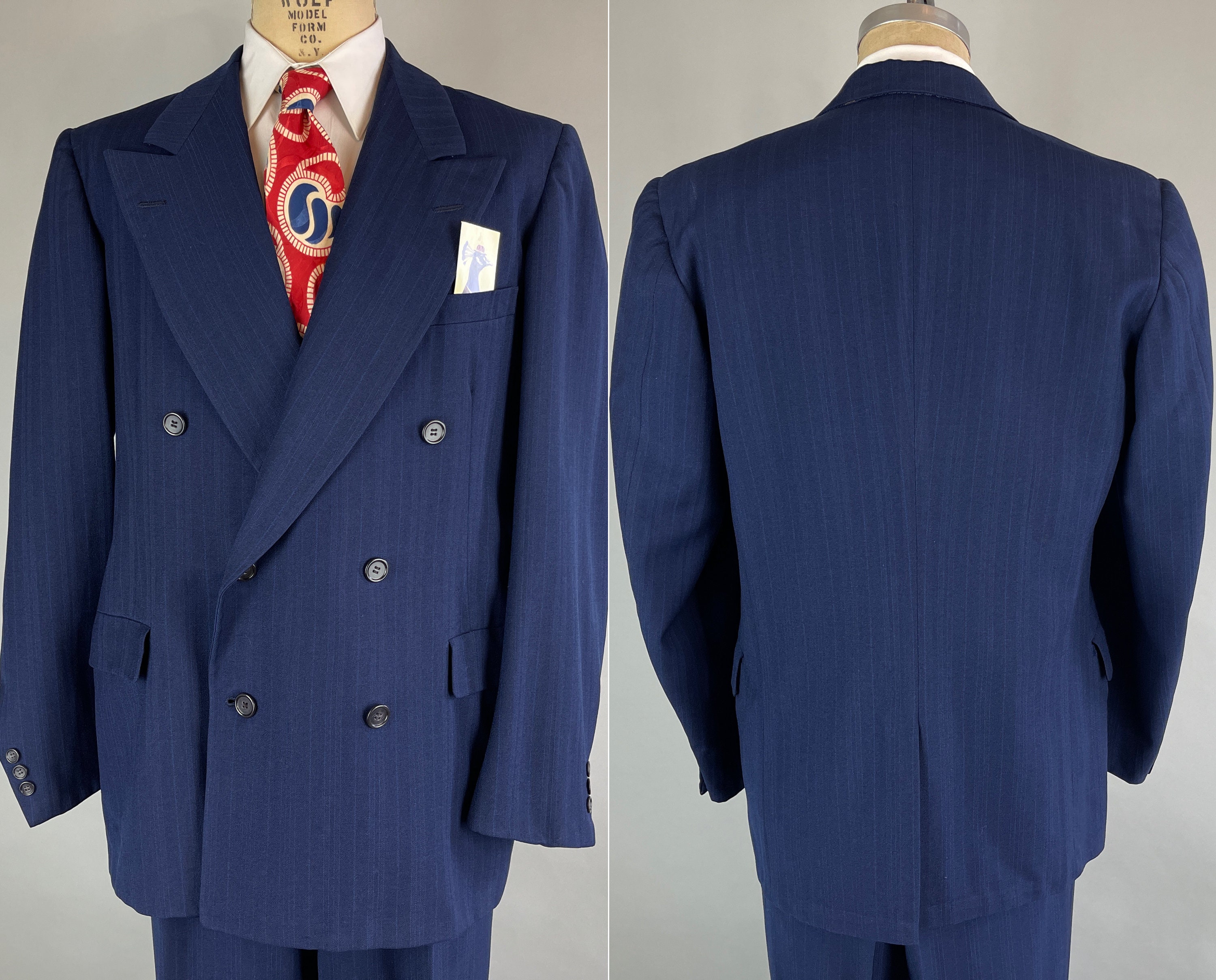1940s Blue Moon Suit | Vintage 40s Midnight Blue Wool with Cobalt ...