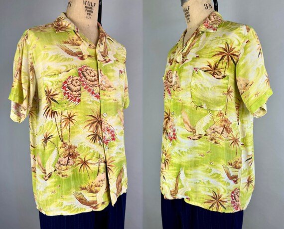 1950s Birds of Paradise Shirt | Vintage 50s Rayon… - image 2