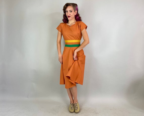 1940s Pumpkin Patch Perfect Dress | Vintage 40s O… - image 2