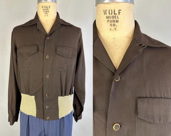 1940s Rough and Ready Rogue Shirt Vintage 40s Sky Blue Cotton 
