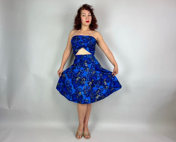 1950s Sultry Sunning Set | Vintage 50s Blue and G… - image 5