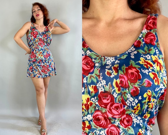 1930s Betty's Bouquet Romper | Vintage 30s Bright… - image 1