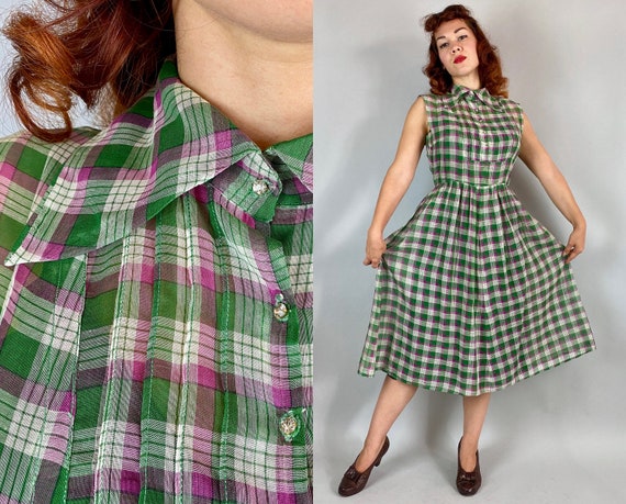 1940s Party Perfect Plaid Dress | Vintage 40s Gree