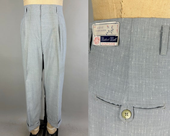 1950s Leading Man Trousers Vintage 50s NWT Deadstock Pleated Pants Slacks  in White Flecked Grey W/hollywood Waist 38x264 Extra Large XL - Etsy